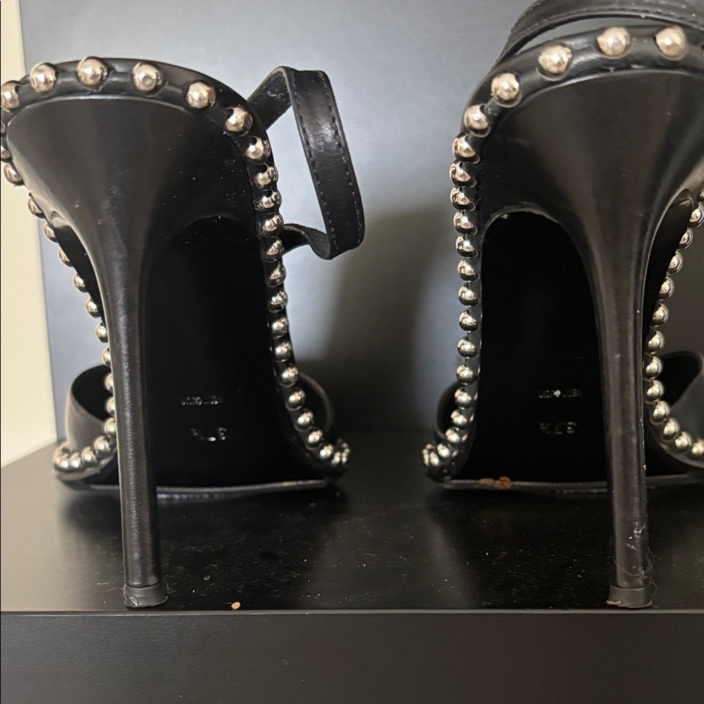 Alexander Wang Black Pointed Slingback Heels with Silver Studs - Picture 5 of 6